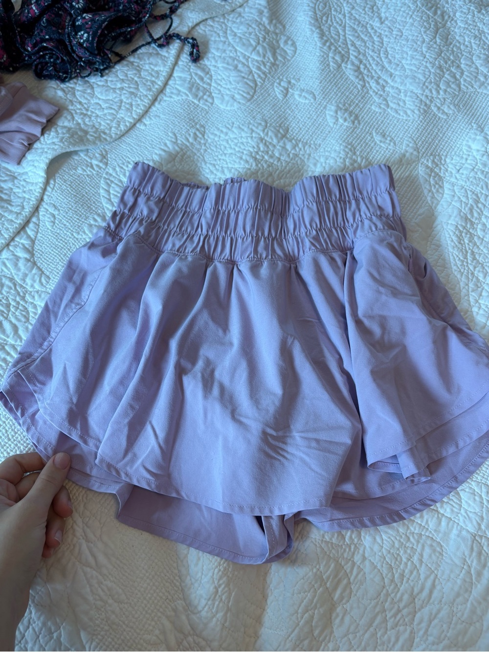 CRZ YOGA Light Purple Smocked Waist Skort Shorts
